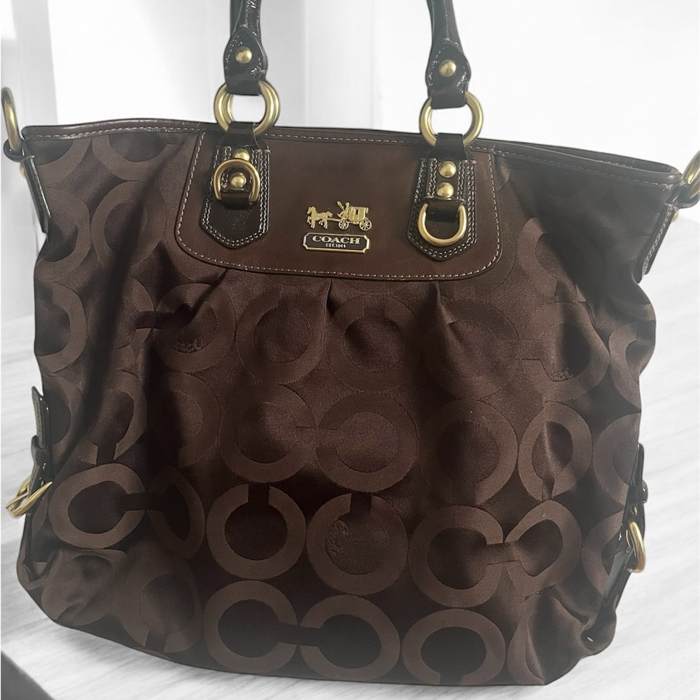 Coach Brown Signature Tote with Gold Hardware